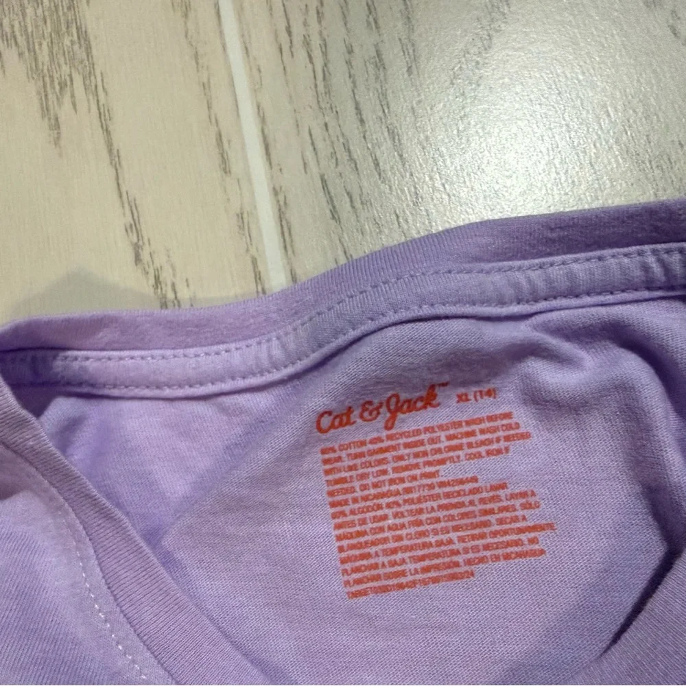 Cat & Jack Girls Size XL 14 Purple Winter Dog Graphic‎ Long Sleeve Tee NEW